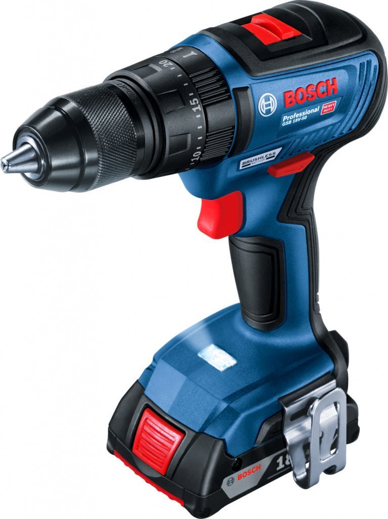 Akkus fúró BOSCH GSR 18V-50 2x2Ah + 43 db-os bit készlet