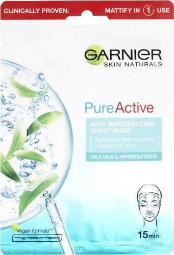 Arcpakolás GARNIER Skin Naturals Pure Active Anti-Imperfection Sheet Mask 23 g