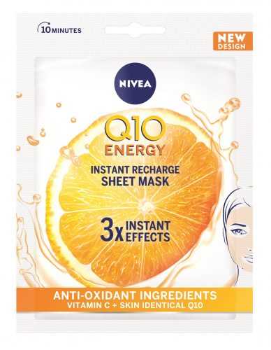 Arcpakolás NIVEA Q10 plus C Anti-Wrinkle + Energy 10 Minutes Sheet Mask