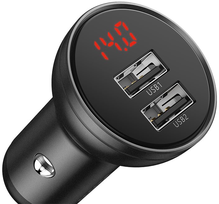 Autós töltő Baseus Digital Display Dual USB 4.8A Car Charger 24W