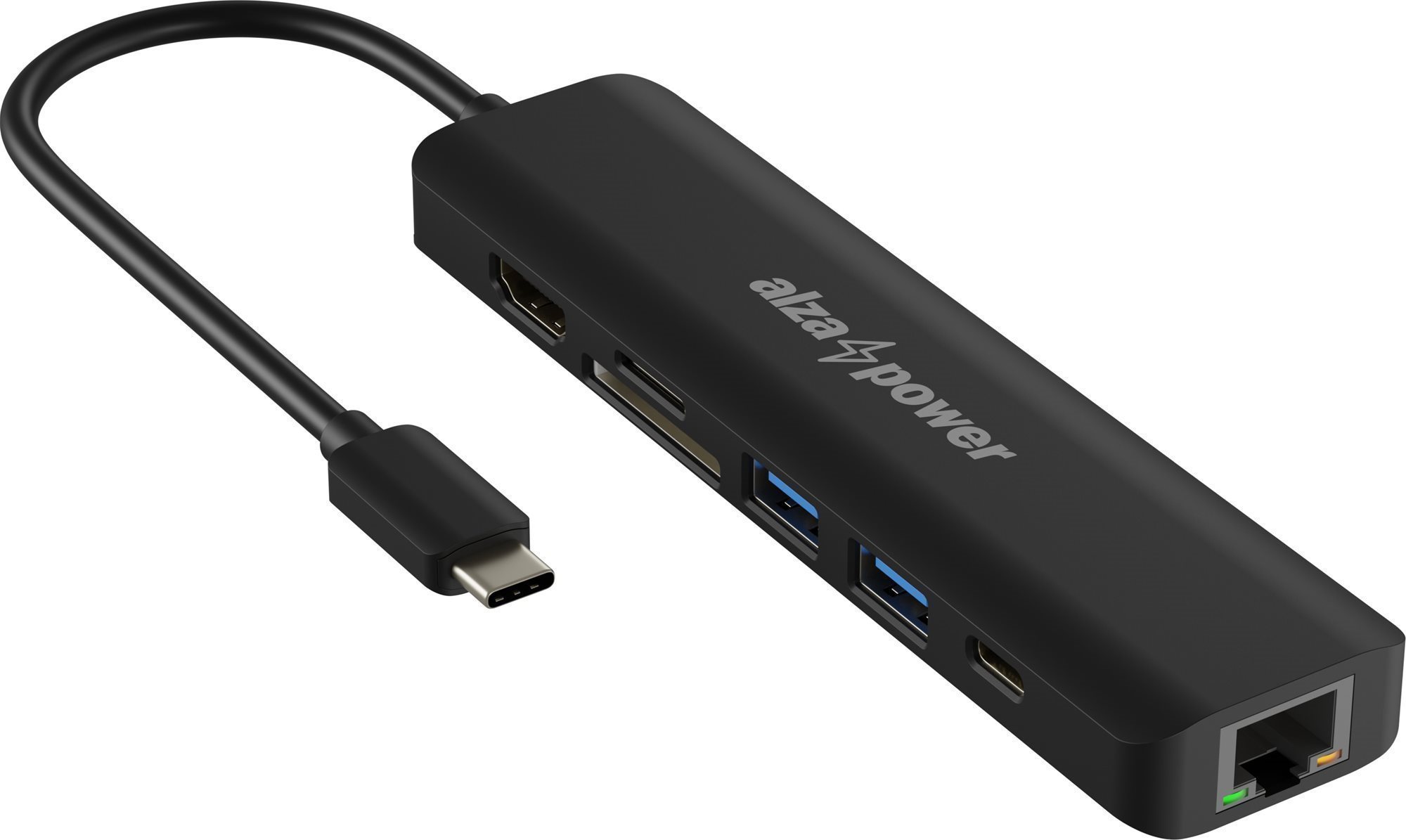 Dokkoló állomás AlzaPower USB-C Dock Station 7 az 1-ben fekete