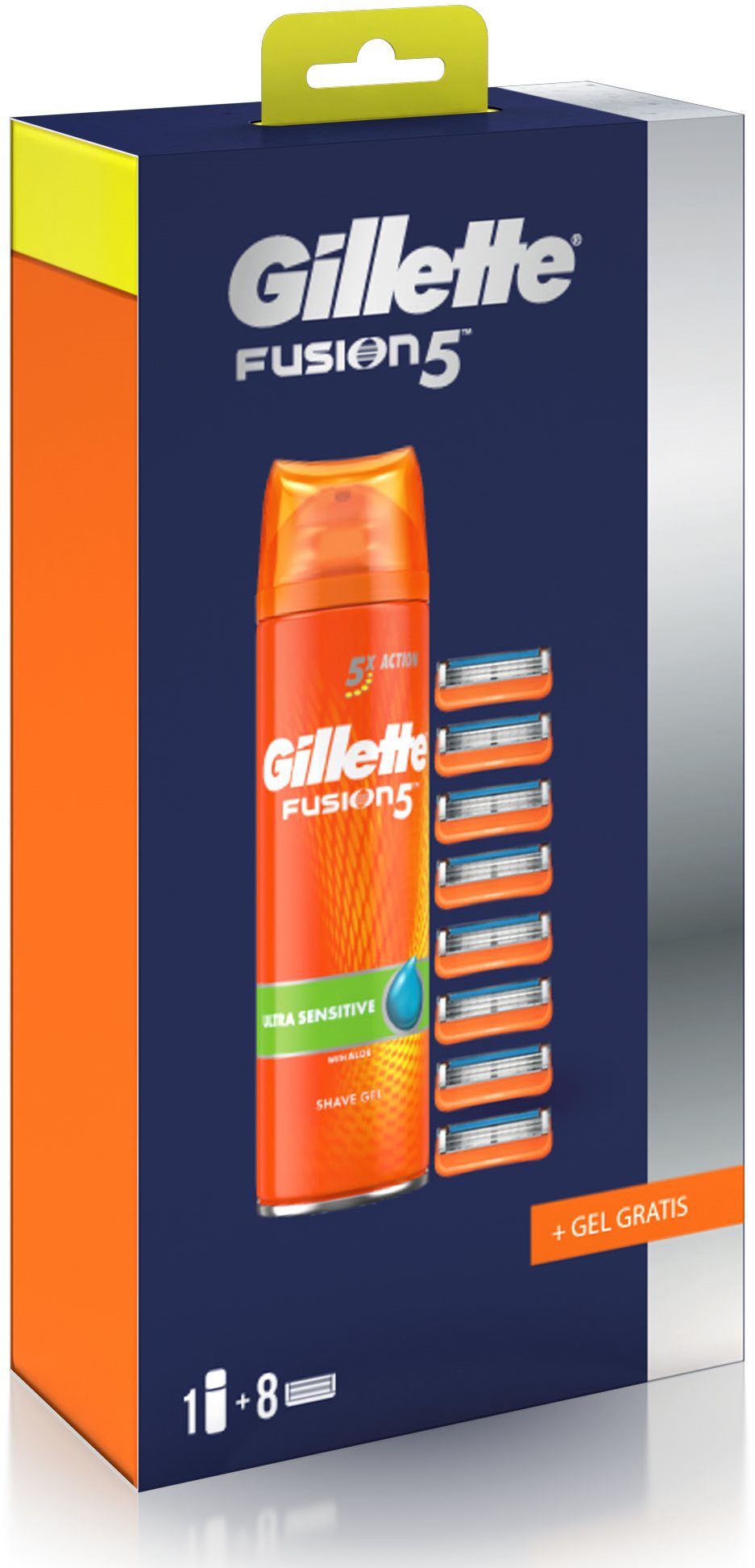 Férfi borotvabetét GILLETTE Fusion 8 db + borotvagél