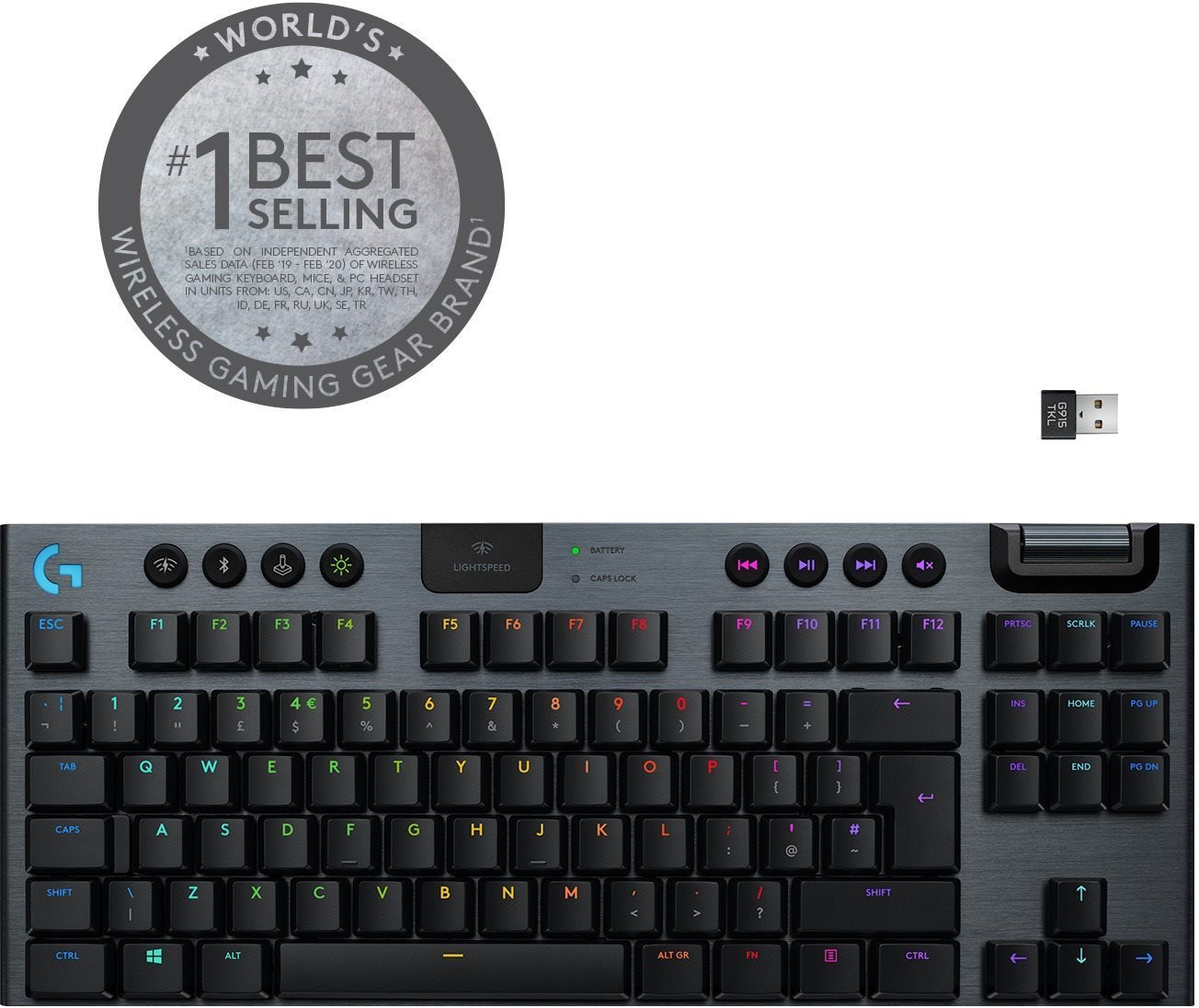 Gamer billentyűzet Logitech G915 LIGHTSPEED Tenkeyless Wireless RGB GL Linear US INTL