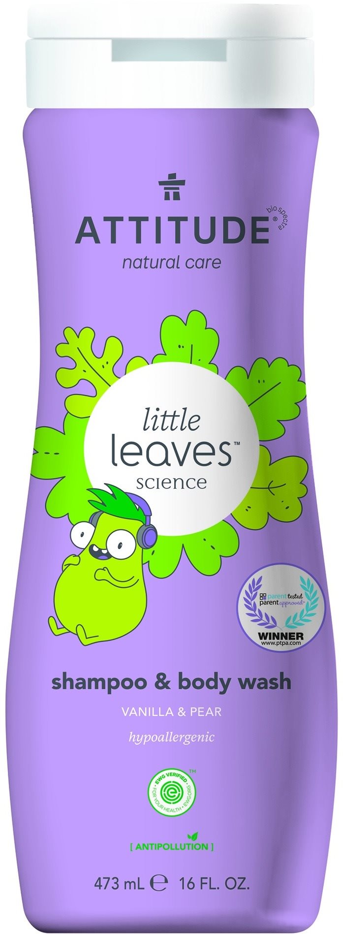 Gyerek szappan ATTITUDE Little Leaves 2in1 vanília és körte illattal 473 ml