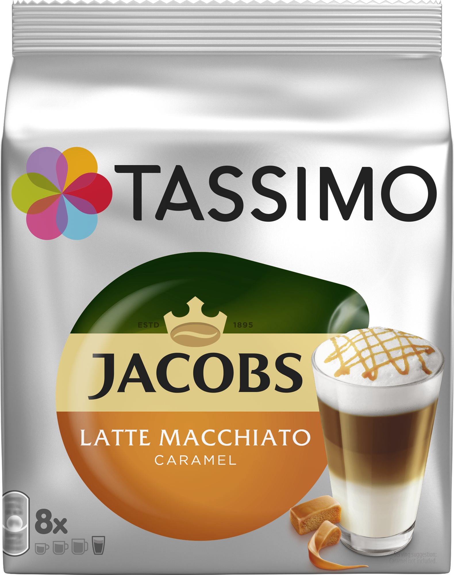 Kávékapszula TASSIMO Jacobs Latte Macchiato Caramel Kapszula 8 adag