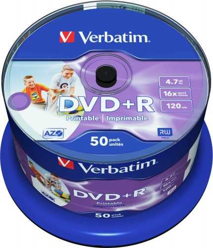 Média Verbatim DVD + R 16x nyomtatható 50ks cakebox