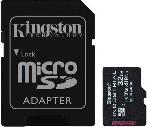 Memóriakártya Kingston MicroSDHC 32GB Industrial + SD adapter