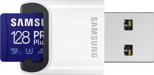 Memóriakártya Samsung MicroSDXC 128GB PRO Plus + USB-adapter