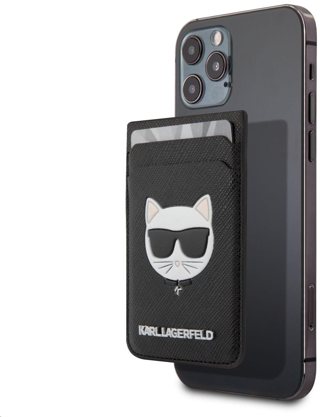 Pénztárca Karl Lagerfeld Saffiano Magnetic Wallet Choupette Head Black