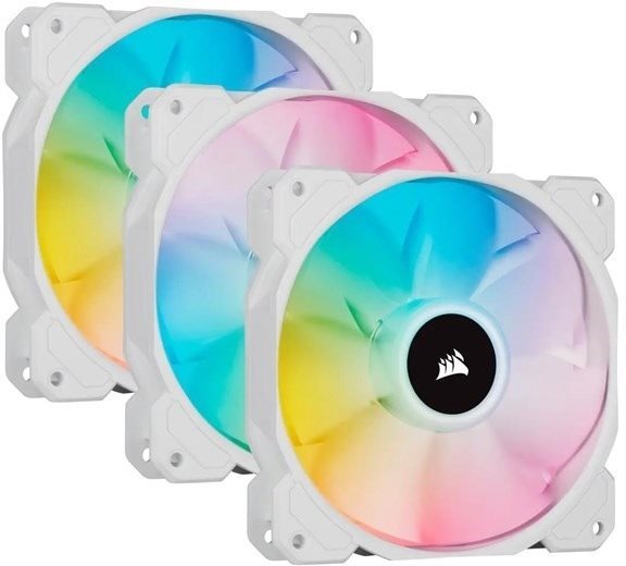 Számítógép ventilátor Corsair iCUE SP120 RGB ELITE Triple Pack White + Lightning Node Core