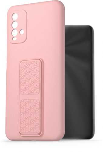 Telefon tok AlzaGuard Liquid Silicone Case with Stand Xiaomi Redmi 9T rózsaszín tok