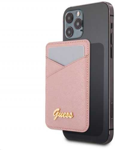 Telefon tok Guess Saffiano Cardslot Metal Logo Pink