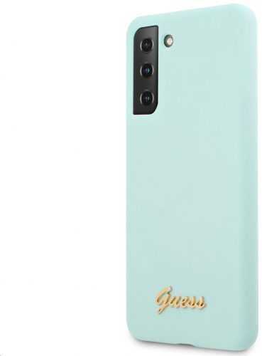 Telefon tok Guess Silicone Metal Logo Script Samsung Galaxy S21+ Light Blue tok