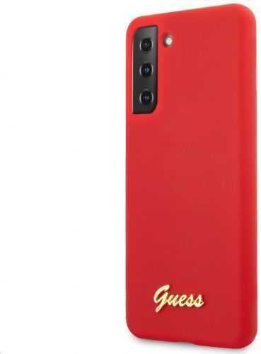 Telefon tok Guess Silicone Metal Logo Script Samsung Galaxy S21+ Red tok