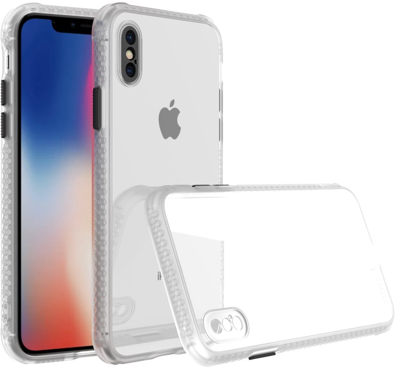 Telefon tok Hishell Two Colour Clear iPhone X fehér tok