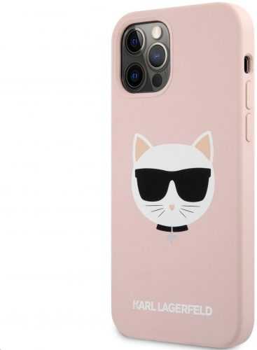 Telefon tok Karl Lagerfeld Choupette Head Apple iPhone 12 / 12 Pro Light Pink szilikon tok