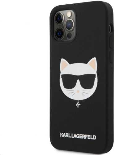 Telefon tok Karl Lagerfeld Choupette Head Apple iPhone 12/12 Pro Light Black szilikon tk