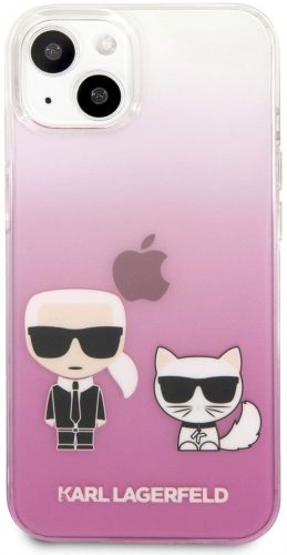 Telefon tok Karl Lagerfeld PC/TPU Ikonik Karl and Choupette Apple iPhone 13 mini rózsaszín tok