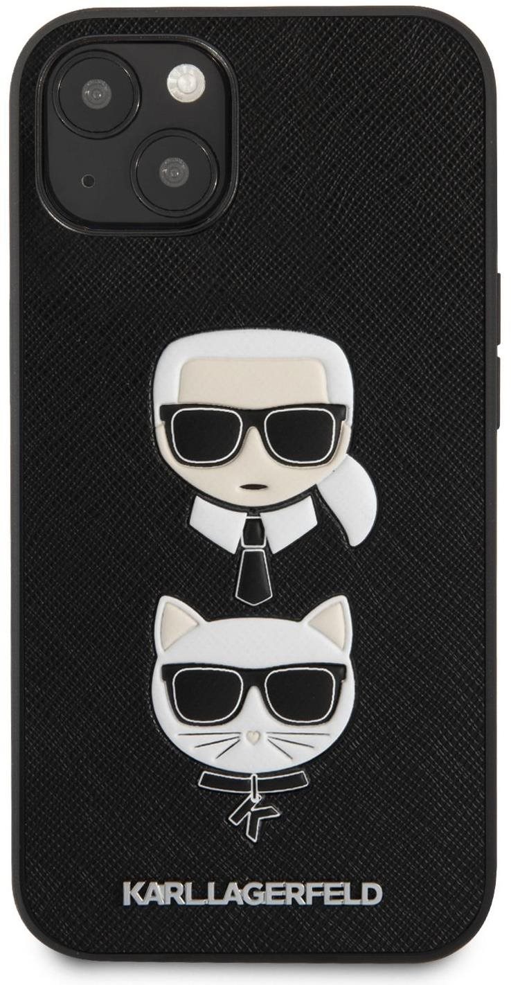 Telefon tok Karl Lagerfeld PU Saffiano Karl and Choupette Heads Apple iPhone 13 mini fekete tok