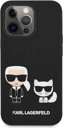 Telefon tok Karl Lagerfeld and Choupette Liquid Silicone Apple iPhone 13 Pro Max fekete tok