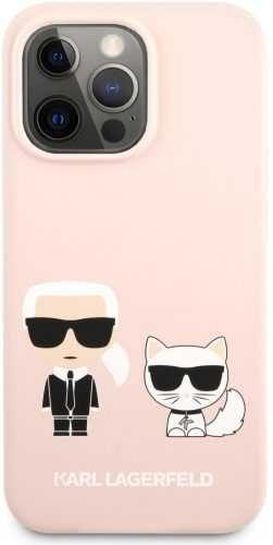 Telefon tok Karl Lagerfeld and Choupette Liquid Silicone Apple iPhone 13 Pro rózsaszín tok