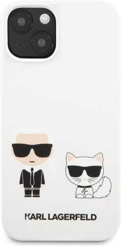 Telefon tok Karl Lagerfeld and Choupette Liquid Silicone Apple iPhone 13 fehér tok