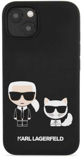 Telefon tok Karl Lagerfeld and Choupette Liquid Silicone Apple iPhone 13 fekete tok