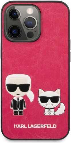 Telefon tok Karl Lagerfeld and Choupette PU Leather Apple iPhone 13 Pro Fuchsia tok