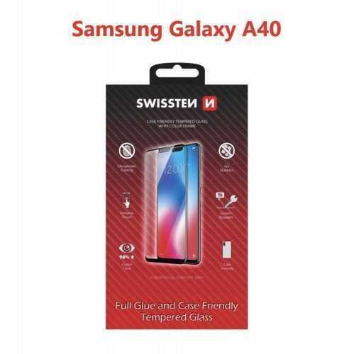 Üvegfólia Swissten Case Friendly a Samsung Galaxy A40 készülékhez - fekete