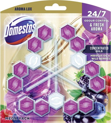 WC golyó DOMESTOS Aroma Lux Hibiscus Oil & Wild Berries 3× 55 g