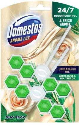 WC golyó DOMESTOS Aroma Lux White Rose & Tea Tree Oil 2× 55 g