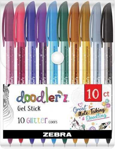 Zselés toll ZEBRA Doodler´z csillámmal - 10 db-os készlet