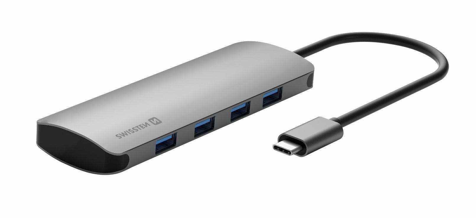 USB Hub Swissten USB-C HUB 4-IN-1 (4x USB 3.0) alumínium