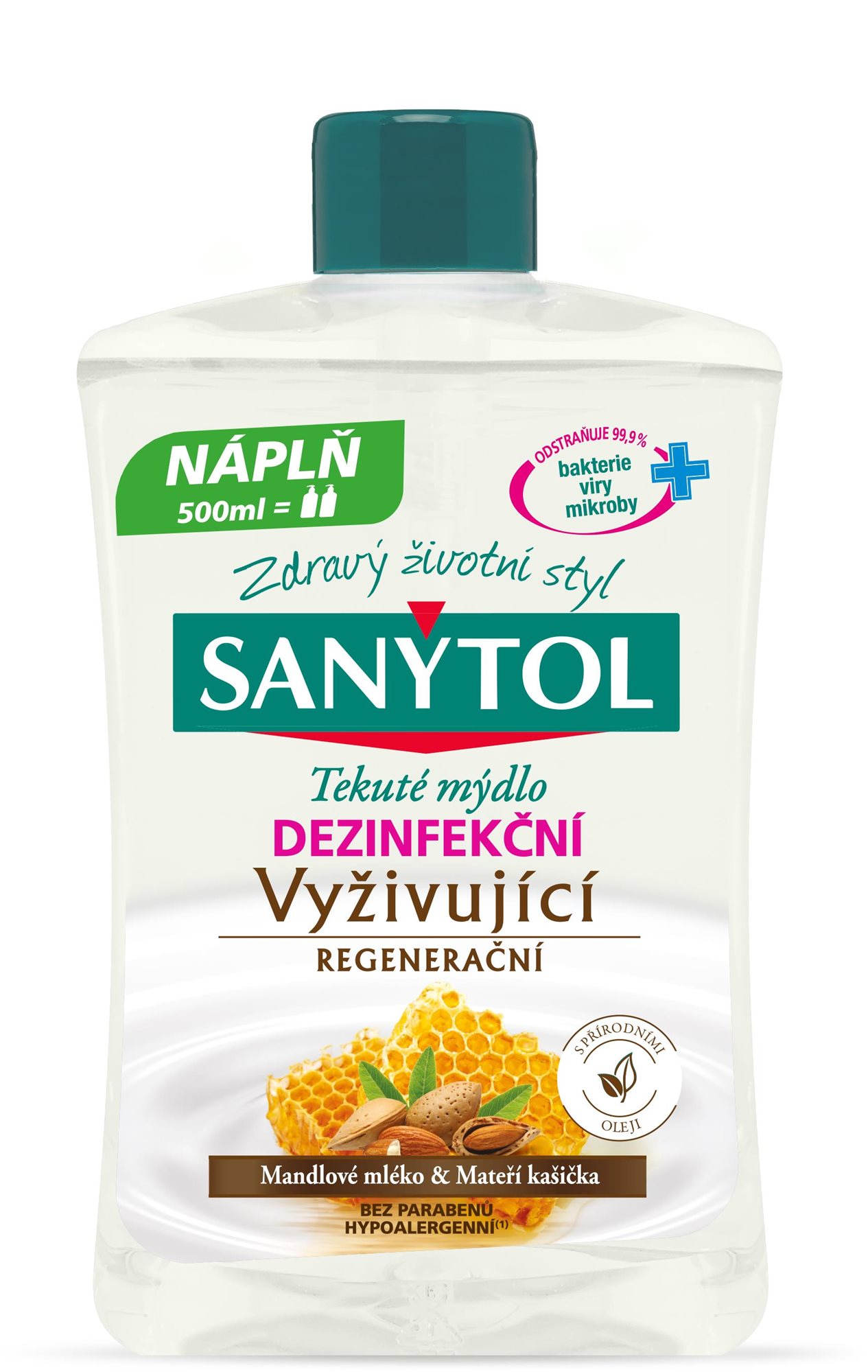 Folyékony szappan SANYTOL Fertőtlenítő Szappan tápláló utántöltő 500 ml