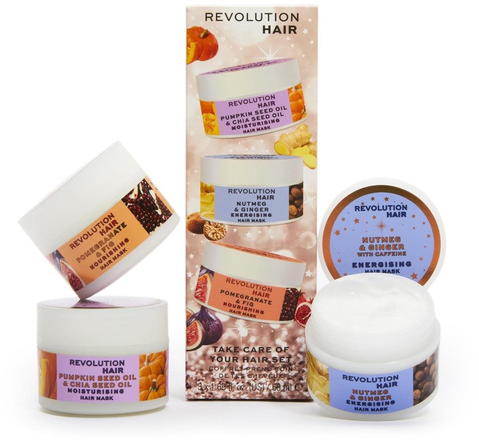 Hajápoló szett REVOLUTION HAIRCARE 3pk Winter Fruit Mini Hair Mask Gift Set