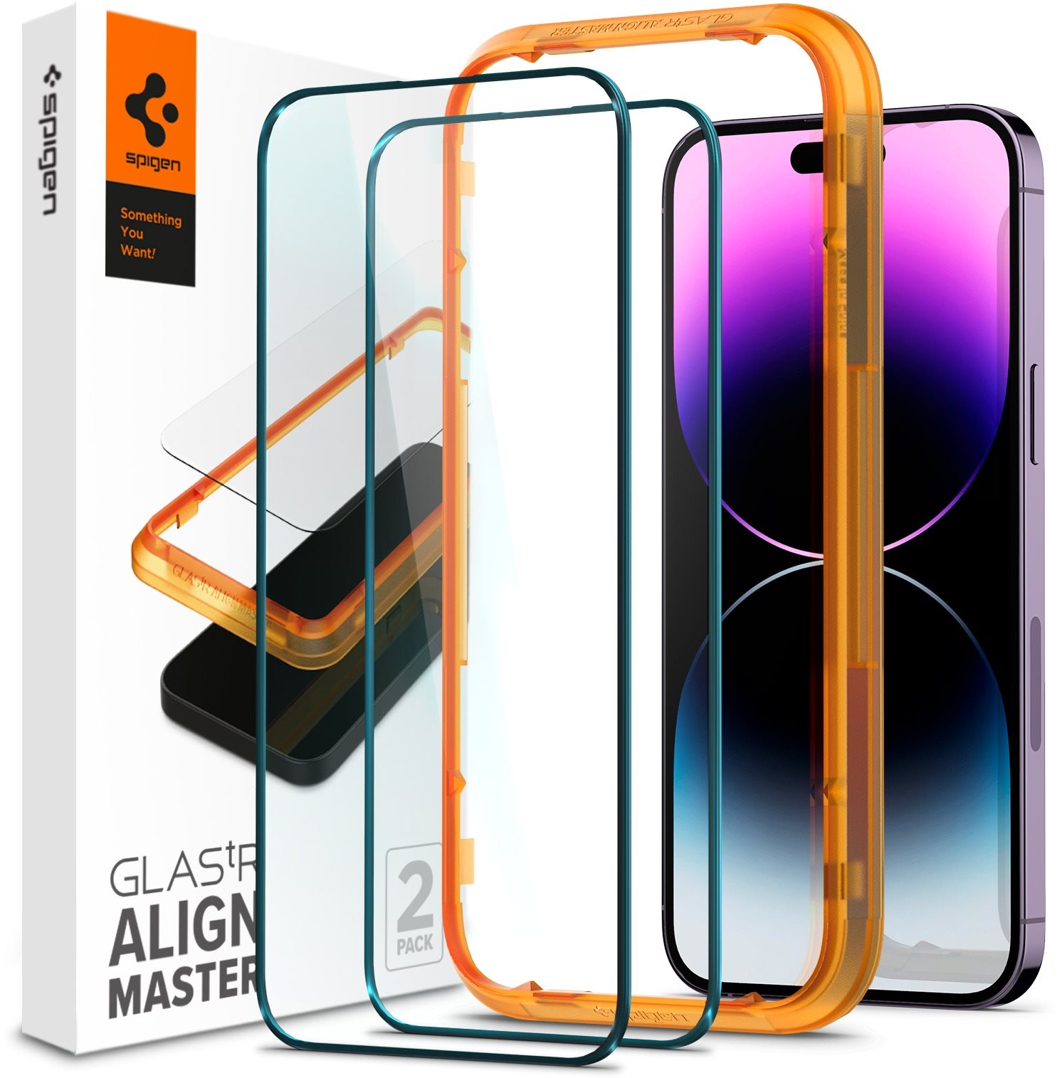 Üvegfólia Spigen tR Align Master 2 Pack FC Black iPhone 14 Pro Max