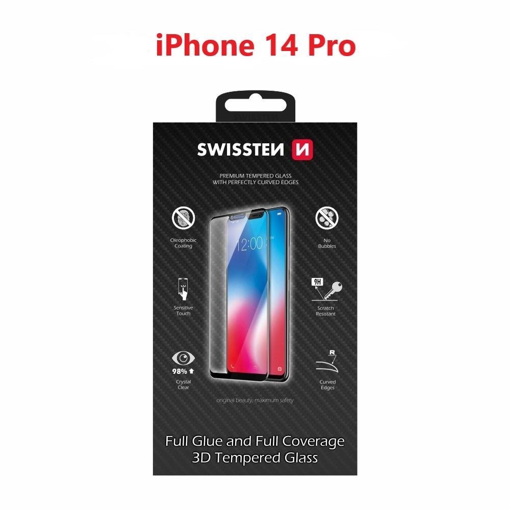 Üvegfólia Swissten 3D Full Glue az Apple iPhone 14 Pro készülékhez - fekete