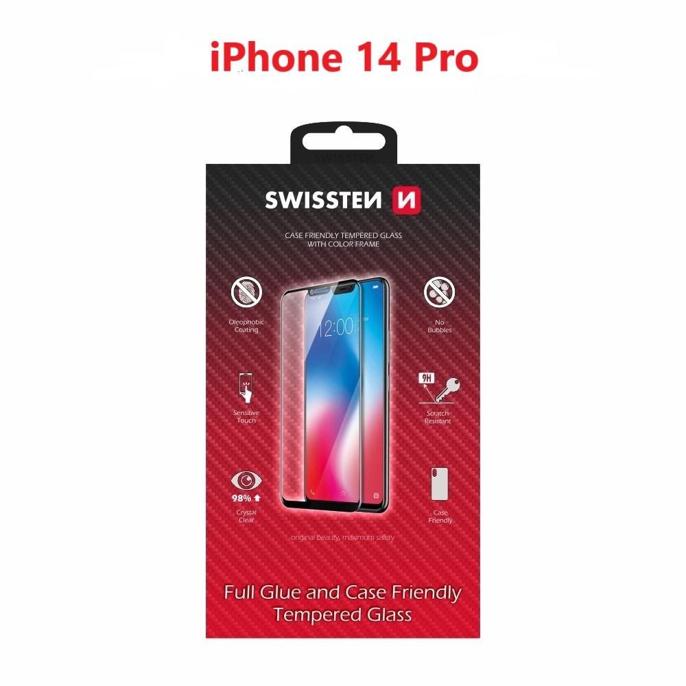 Üvegfólia Swissten Case Friendly az Apple iPhone 14 Pro Max készülékhez - fekete