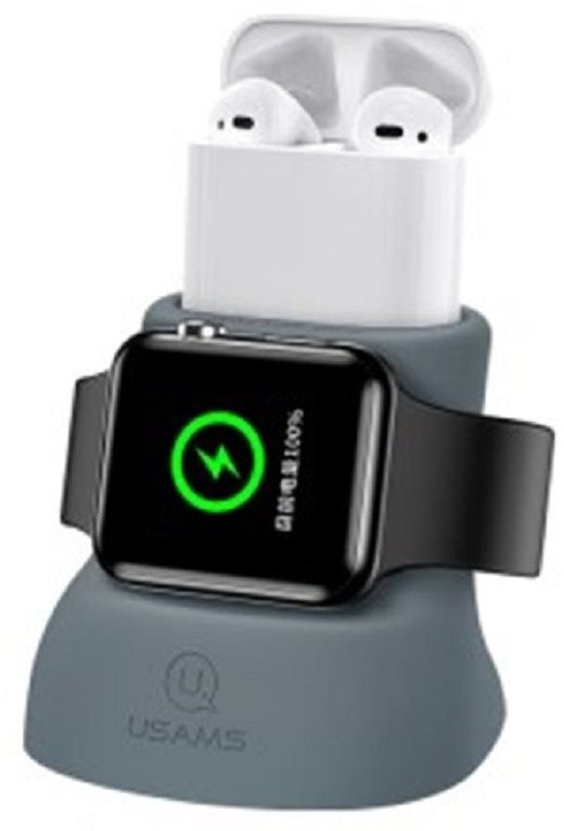 Állvány USAMS US-ZJ051 2in1 Silicon Charging Holder For Apple Watch And AirPods grey