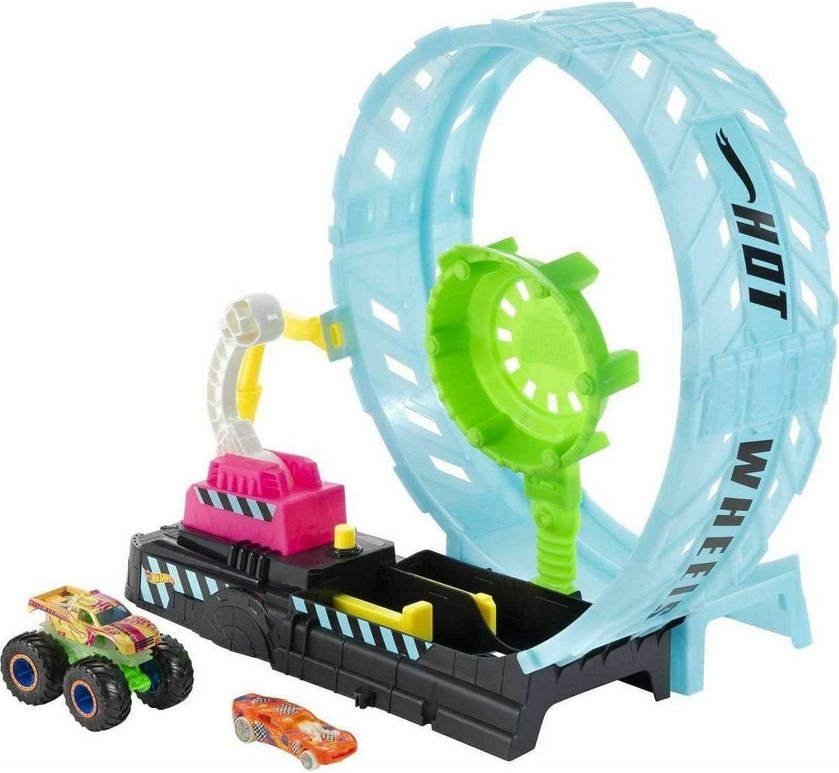 Autópálya játék Hot Wheels Monster Trucks Sötétben világító Az epikus hurok kihívása játékkészlet