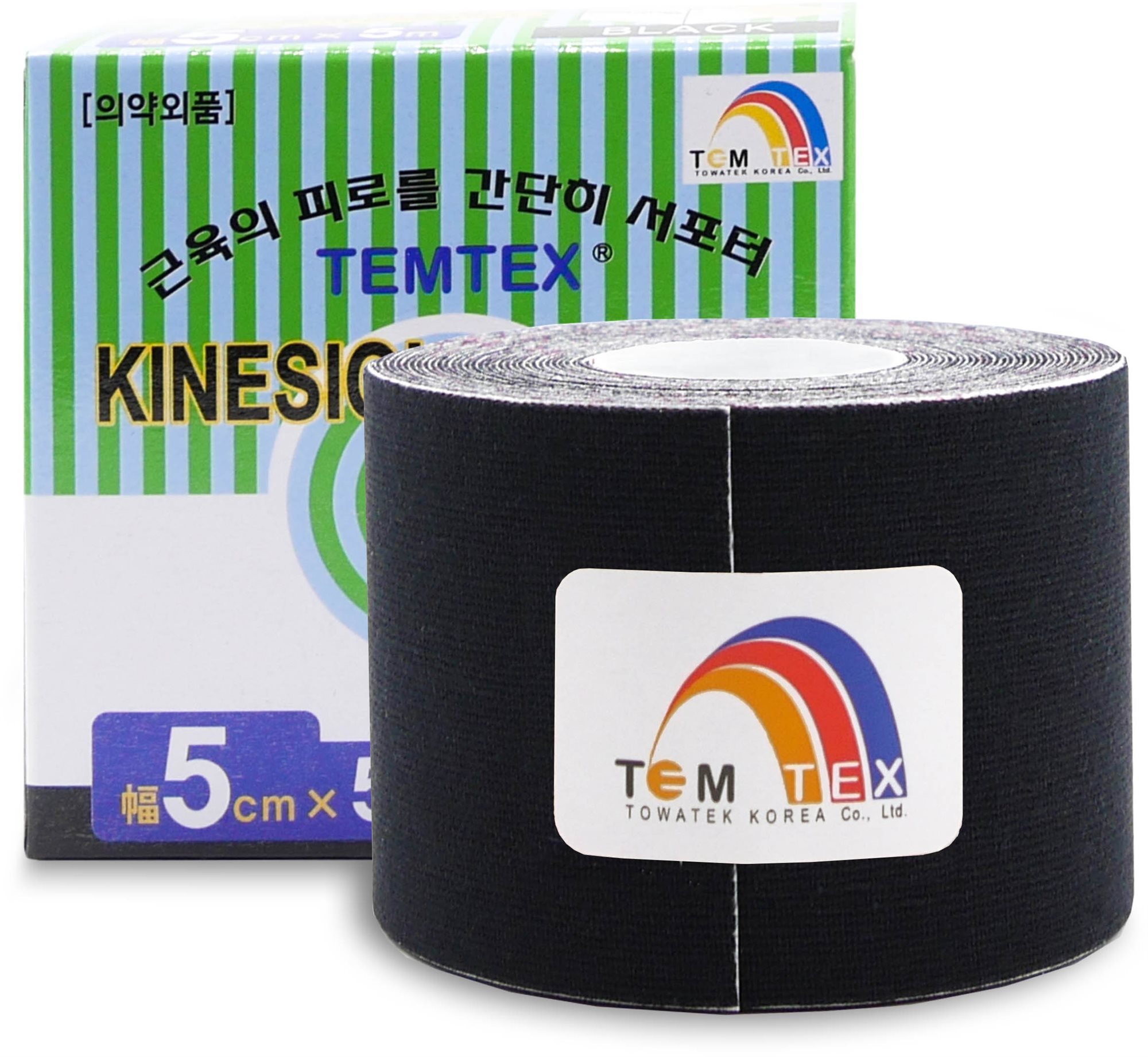 Kineziológiai tapasz Temtex tape Classic fekete 5 cm