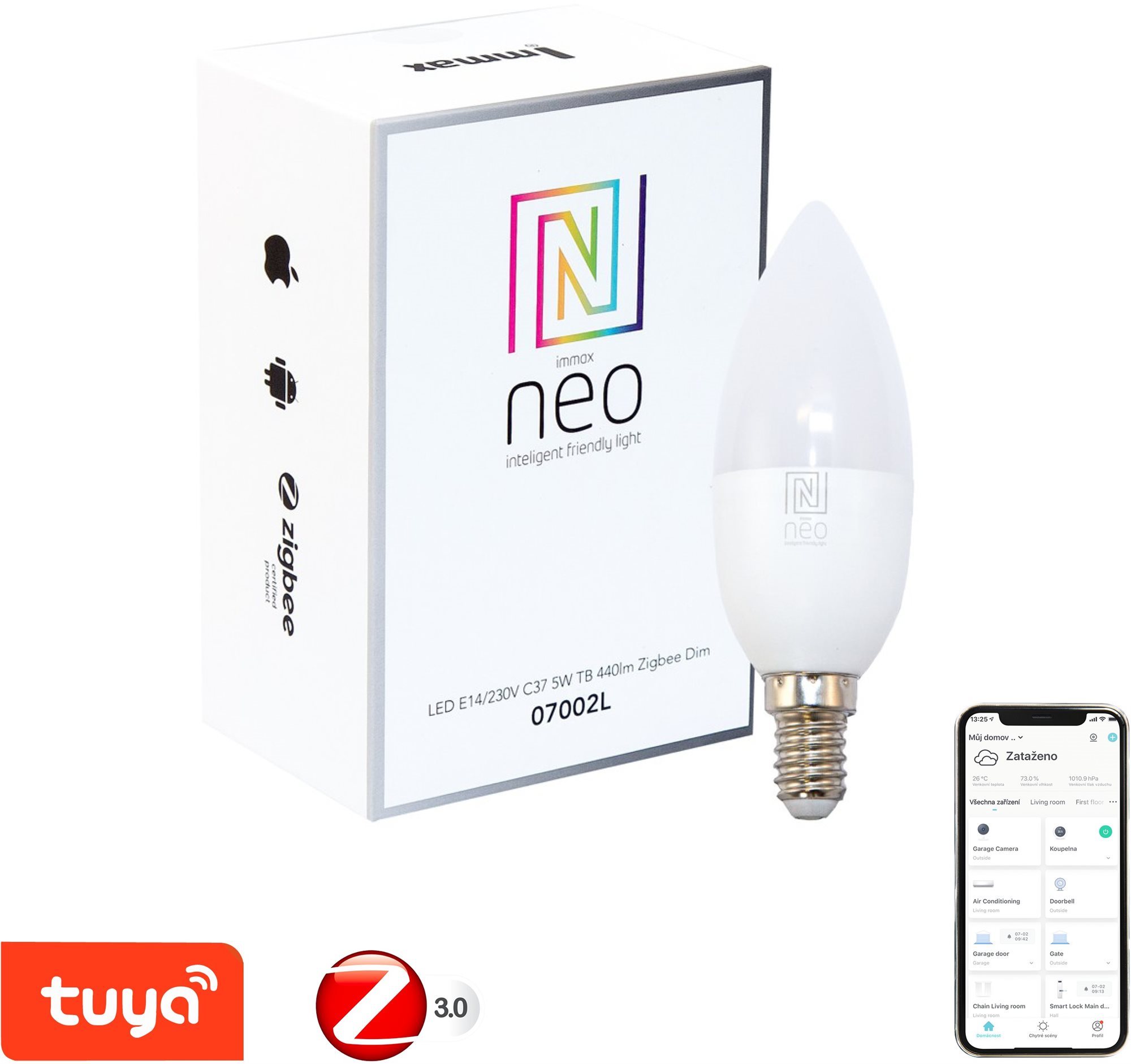 LED izzó Immax Neo LED E14 5W 440lm Zigbee Dim