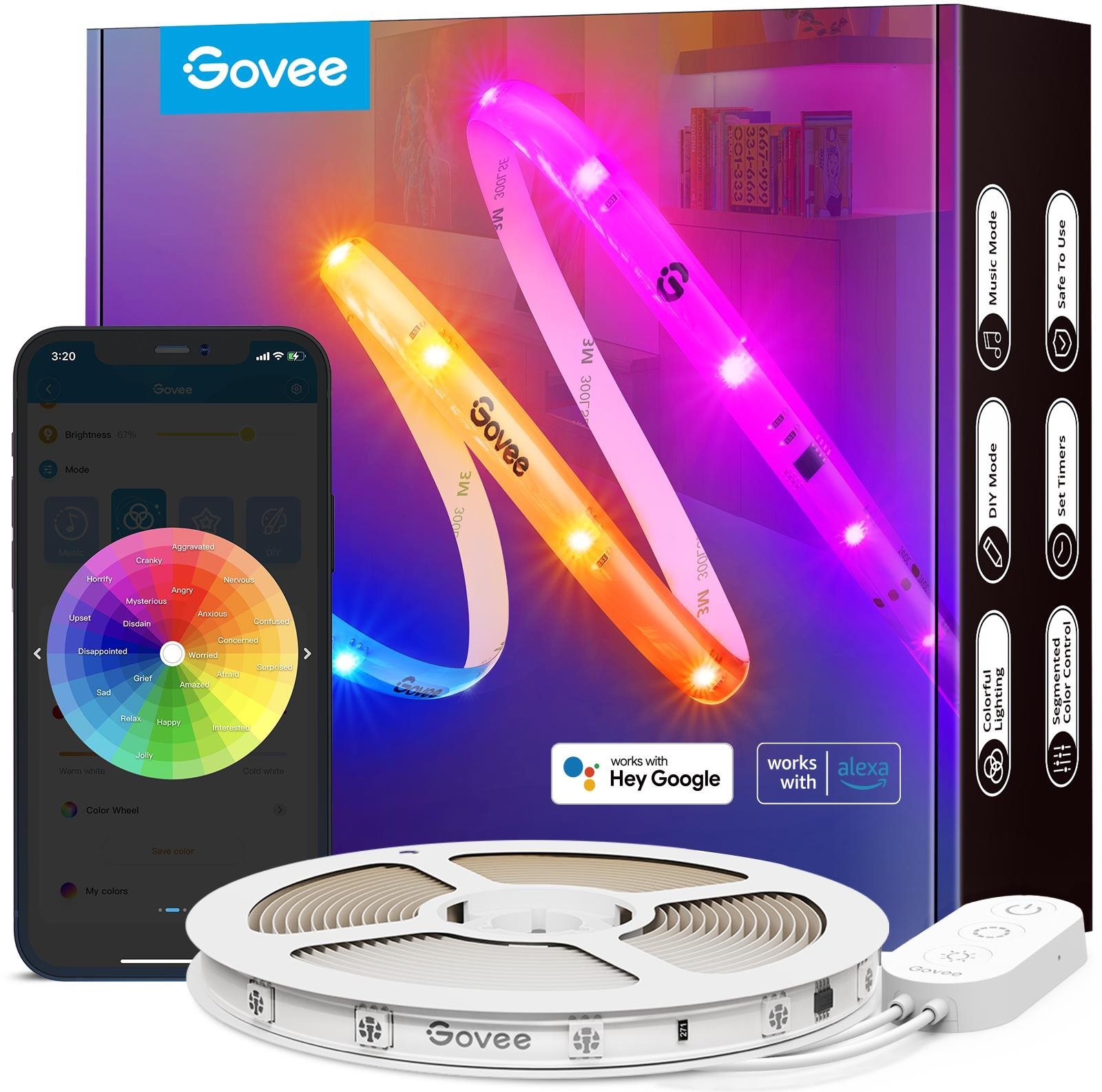 LED szalag Govee WiFi RGBIC Smart PRO LED szalag 10 m - extra tartós