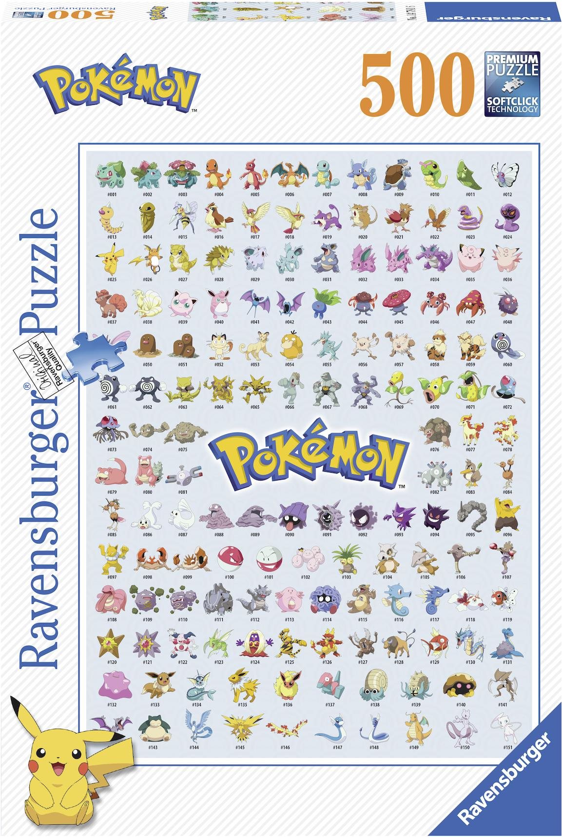 Puzzle Ravensburger 147816 Az első 151 Pokémon 500 darab