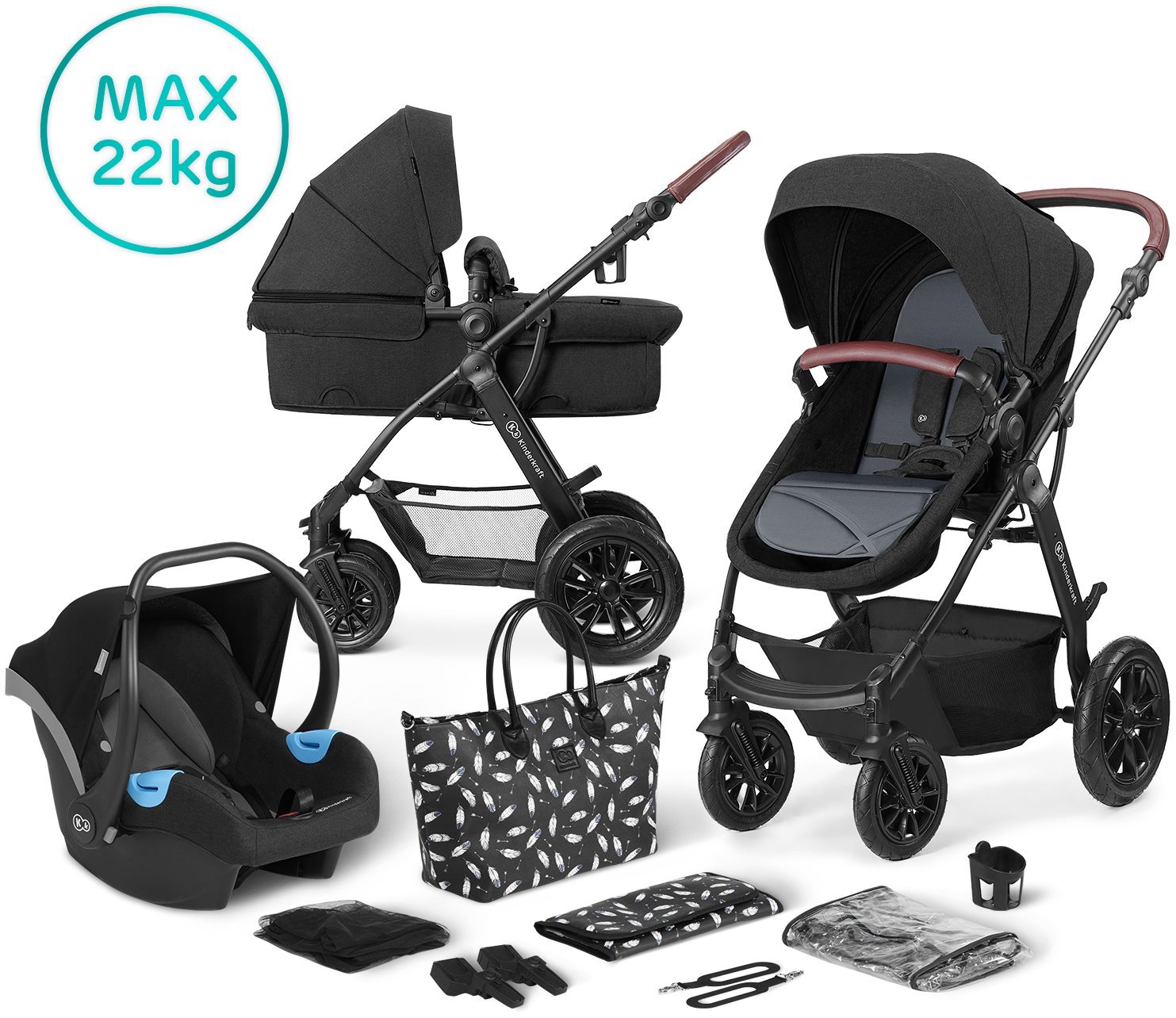 Babakocsi Kinderkraft 3 az 1-ben XMOOV 2020 Black