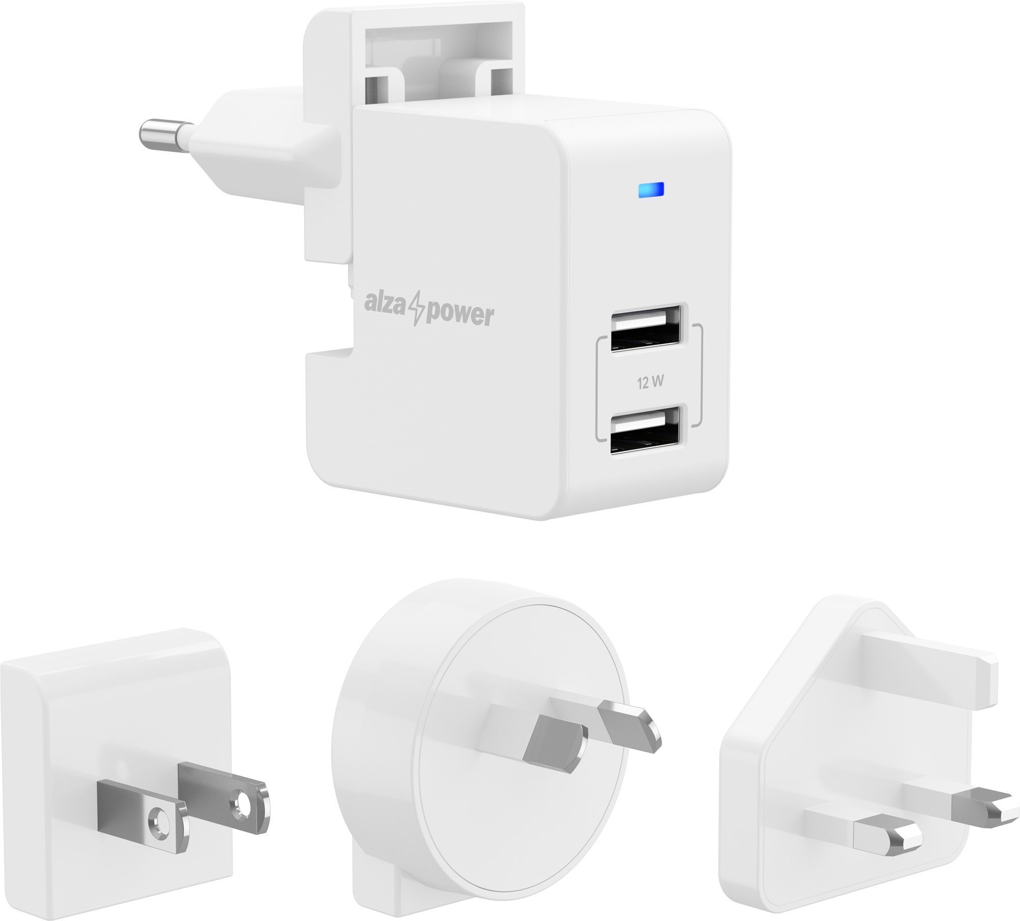 Hálózati adapter AlzaPower Travel Charger T100 fehér