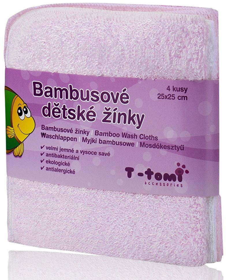 Mosdókesztyű T-tomi bambusz mosdókesztyű 4 db - Rózsaszín