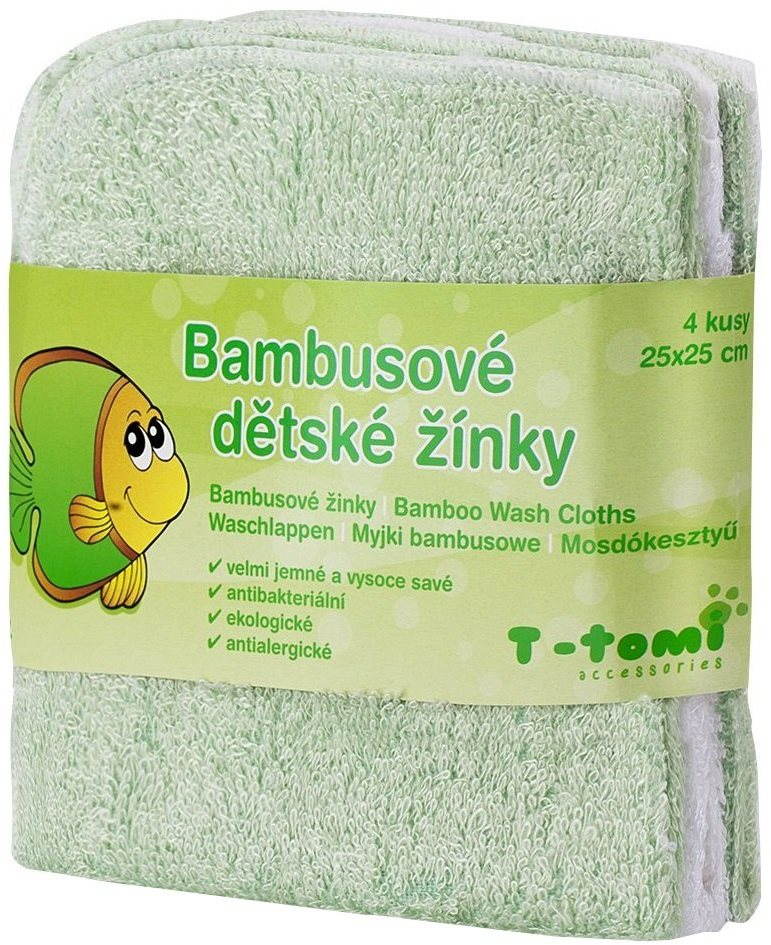 Mosdókesztyű T-tomi bambusz szivacs 4db - Zöld