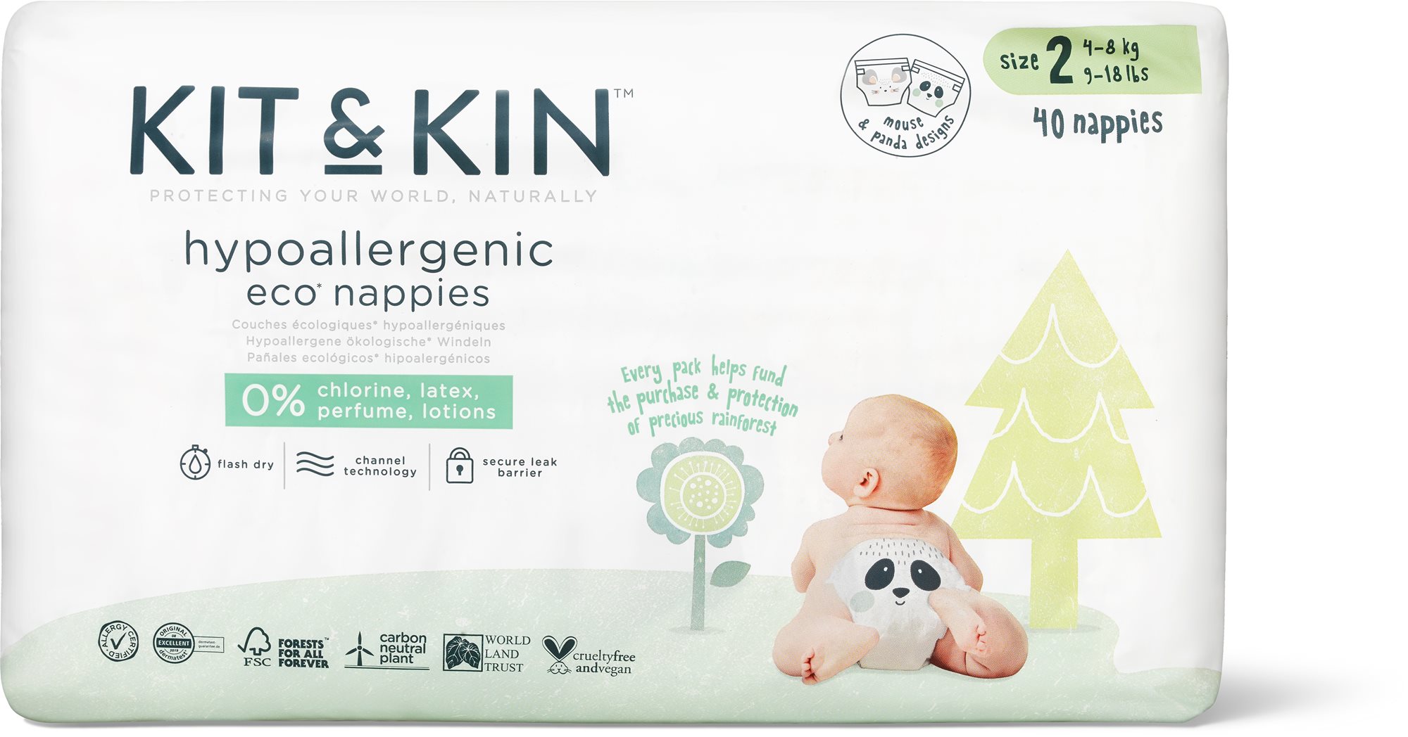 Öko pelenka Kit & Kin Eko Naturally Dry Nappies 2 (40 db)