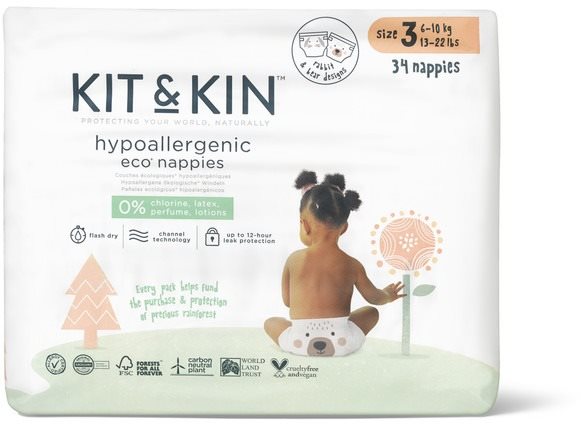 Öko pelenka Kit & Kin Eko Naturally Dry Nappies 3 (34 db)